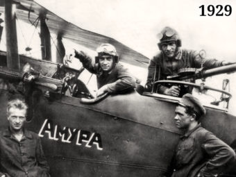 Фото экипаж и мотористы самолёта Р-1 отряда «Дальневосточный ультиматум» 1929 год