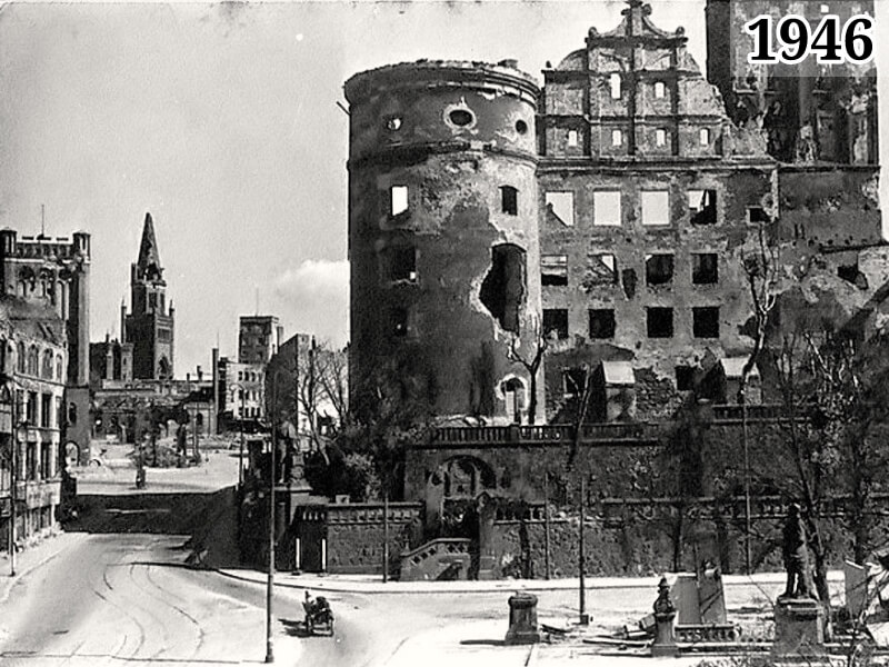 Фото Калининград. Вид на Кайзер-Вильгельм-платц и Королевский замок 1946 год