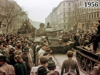 Фото советские танки на улицах Будапешта. Венгрия, 1956 год