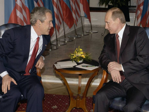 Фото Джорж Буш и Владимир Путин