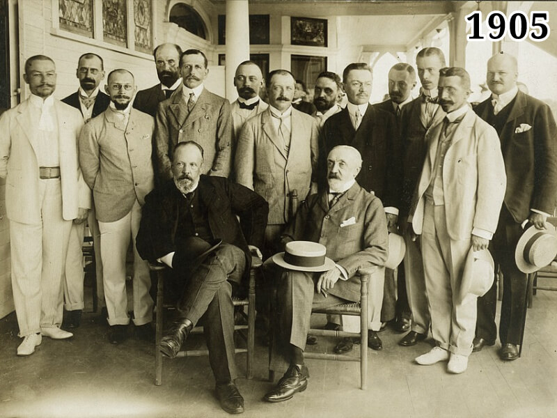Фото российская делегация в Портсмуте. В центре С. Ю. Витте и Р. Р. Розен 1905 год