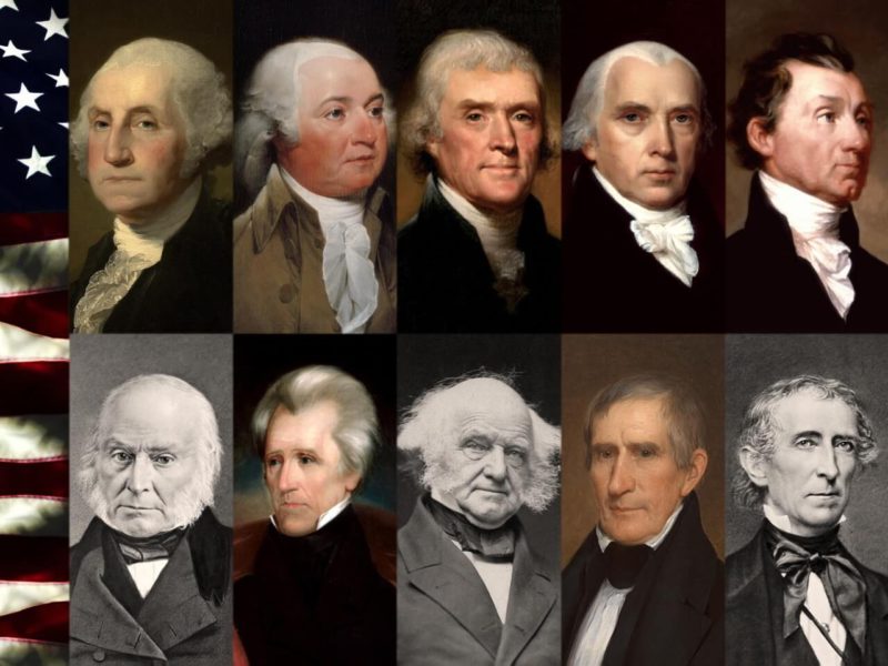 Портреты Президентов США от 1 до 10