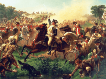 Картина Джорж Вашингтон в сражении при Монмуте в 1778 году